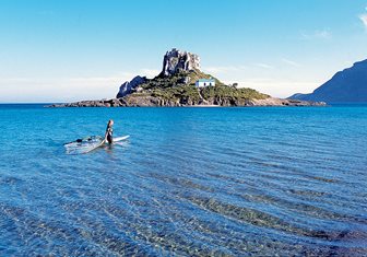 Kefalos Kastri and Surfer close