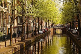 Nizozemsko, kanál v Amsterodamu