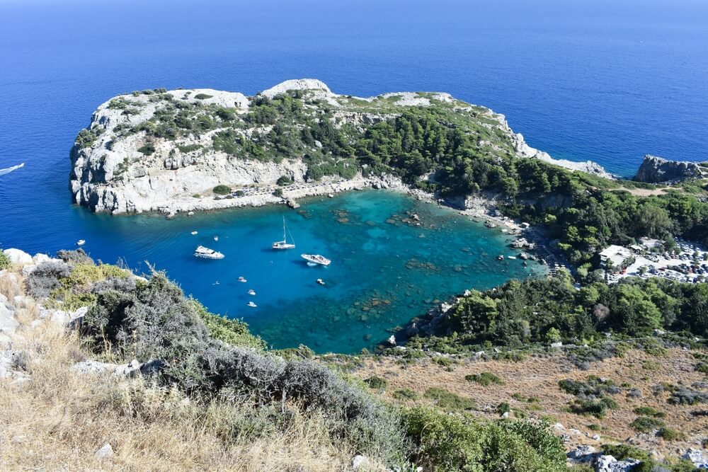 Zátoka Anthonyho Quinna, ostrov Rodos, Grécko